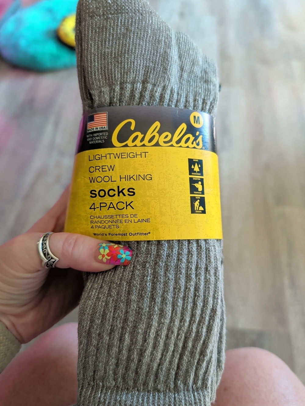 Cabela's Men's Lightweight Crew Wool Hiking Socks - Taupe (M) - 4-Pack